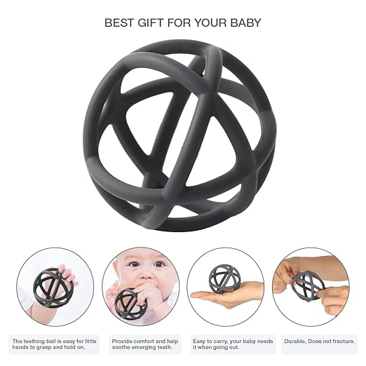 Greifball für Babys, Lebensmittelqualität Silikon Beißring Ball Flexibler Ball Baby Spielzeug, 100% BPA-frei