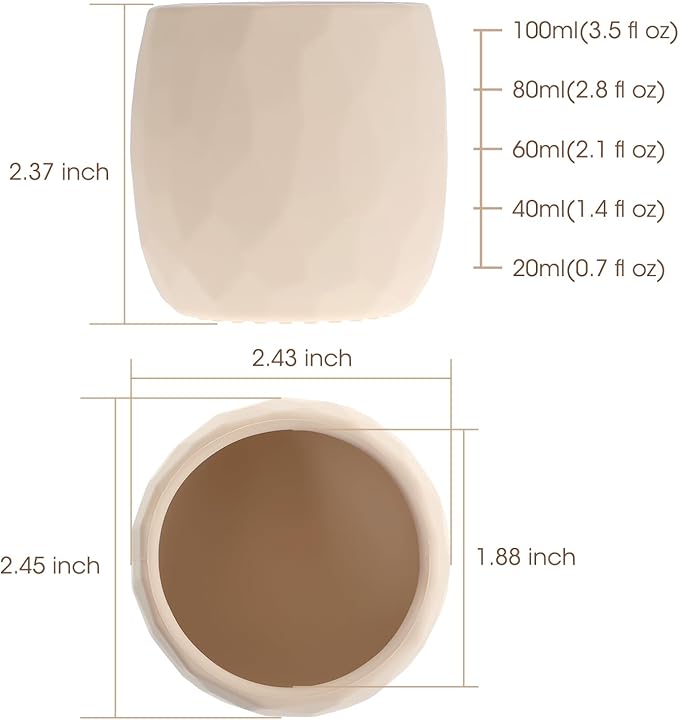 Trinklernbecher aus Silikon für 6-12 Monate Kleinkinder, winzige offene Becher, Kleine Trainings Trinkflasche für Babys und Kleinkinder, mit Kapazitätsmarkierungen, Set mit 2 (Shifting Sand+Natural)